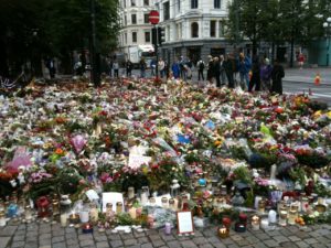 Tributes outside Oslo Cathedral Tributes outside Oslo Cathedral
