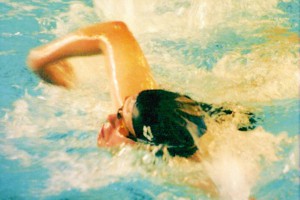 Karel swimming with the Special Olympics