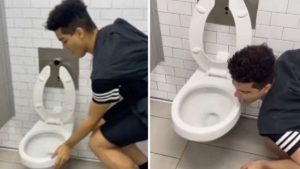 Idiot who licked toilet seat for coronavirus challenge is in hospital with the virus