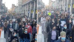 Hundreds of people took part in a ‘Kill the Bill’ protest in Manchester city centre last night