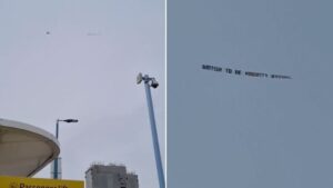 Plane flies over Etihad during Man City v Liverpool with ‘British to be minority’ banner