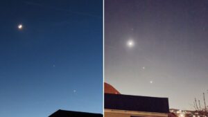 Stargazers spot incredible rare alignment of planets and moon in night sky