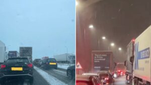 Chaos on M62 as snow blizzard leaves drivers ‘stranded for seven hours’ overnight