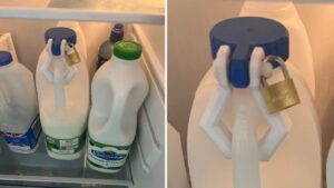 Office worker padlocks milk in work fridge and sparks huge debate