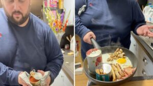 Man divides internet with ‘genius’ method of cooking a fry-up