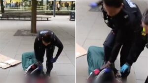 Police officer seen dragging homeless man across ground in shocking footage