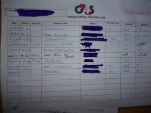 G4S inspection log © J. Grayson