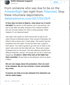 SOAS detainee support tweet