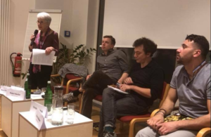 Frances Webber speaking at ConAction event in Berlin. Credit: TeamHumanityDK