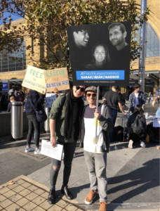 Portestors at St Pancras in solidarity with Sean, Sarah and Nassoss