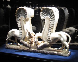 Two griffins attacking a fallen doe (85.AA.106) (Photo: Neil Brodie) 2009 Photo Brodie 2