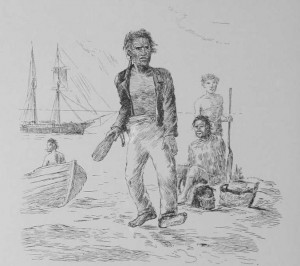 Sketch by H.G. Robley of Maoris bargaining about mokomokai Originally published 189