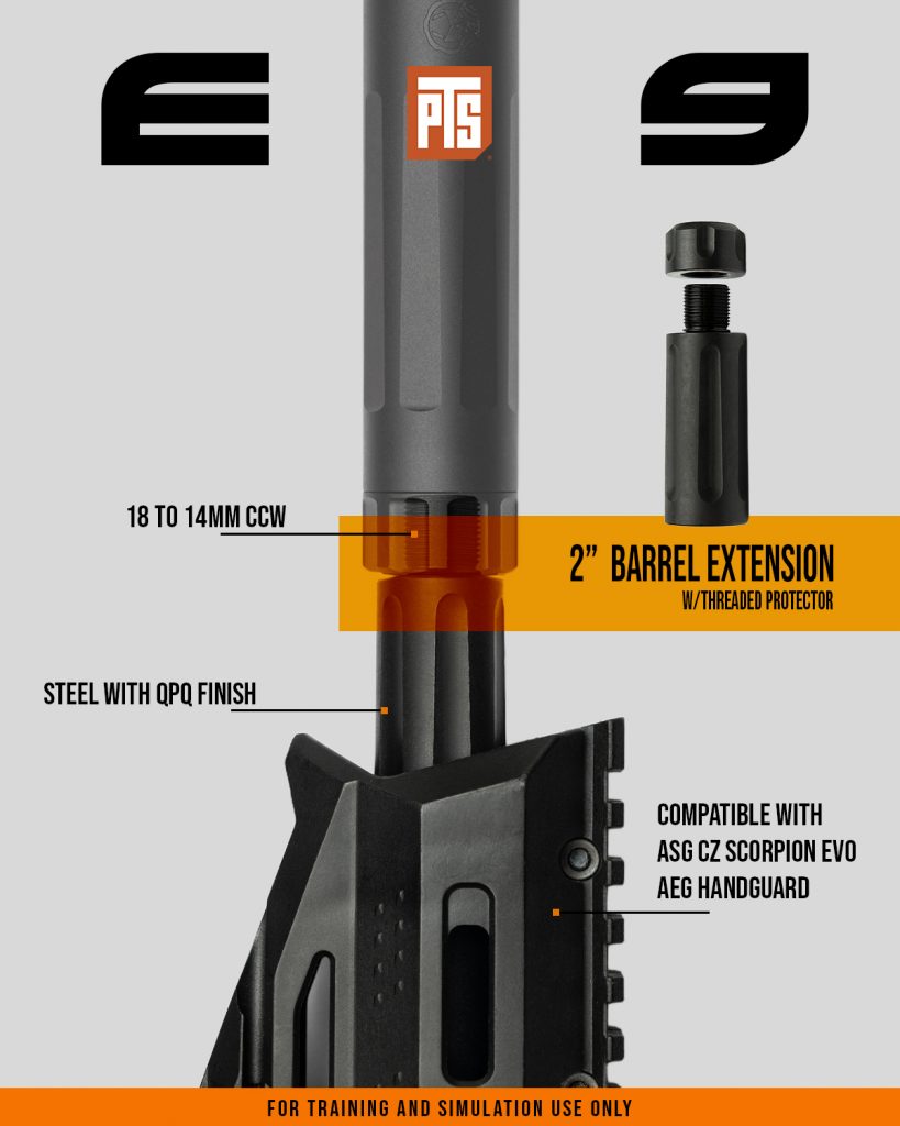 PTS E9 18 to 14mm CCW 2inch Barrel Extension