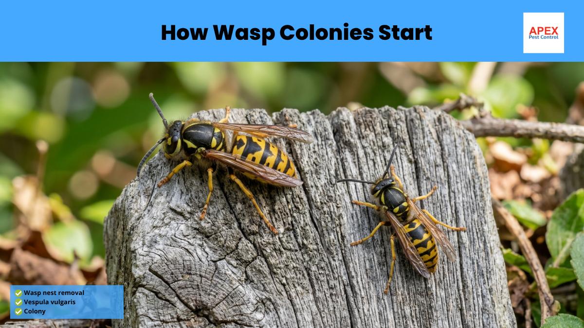 how wasp colonies start Queen wasp Vespula germanica
