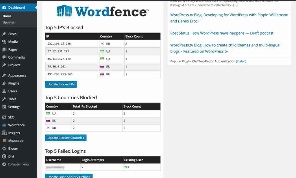 Wordfence WordPress security plugin in Action Wordfence WordPress security plugin in Action