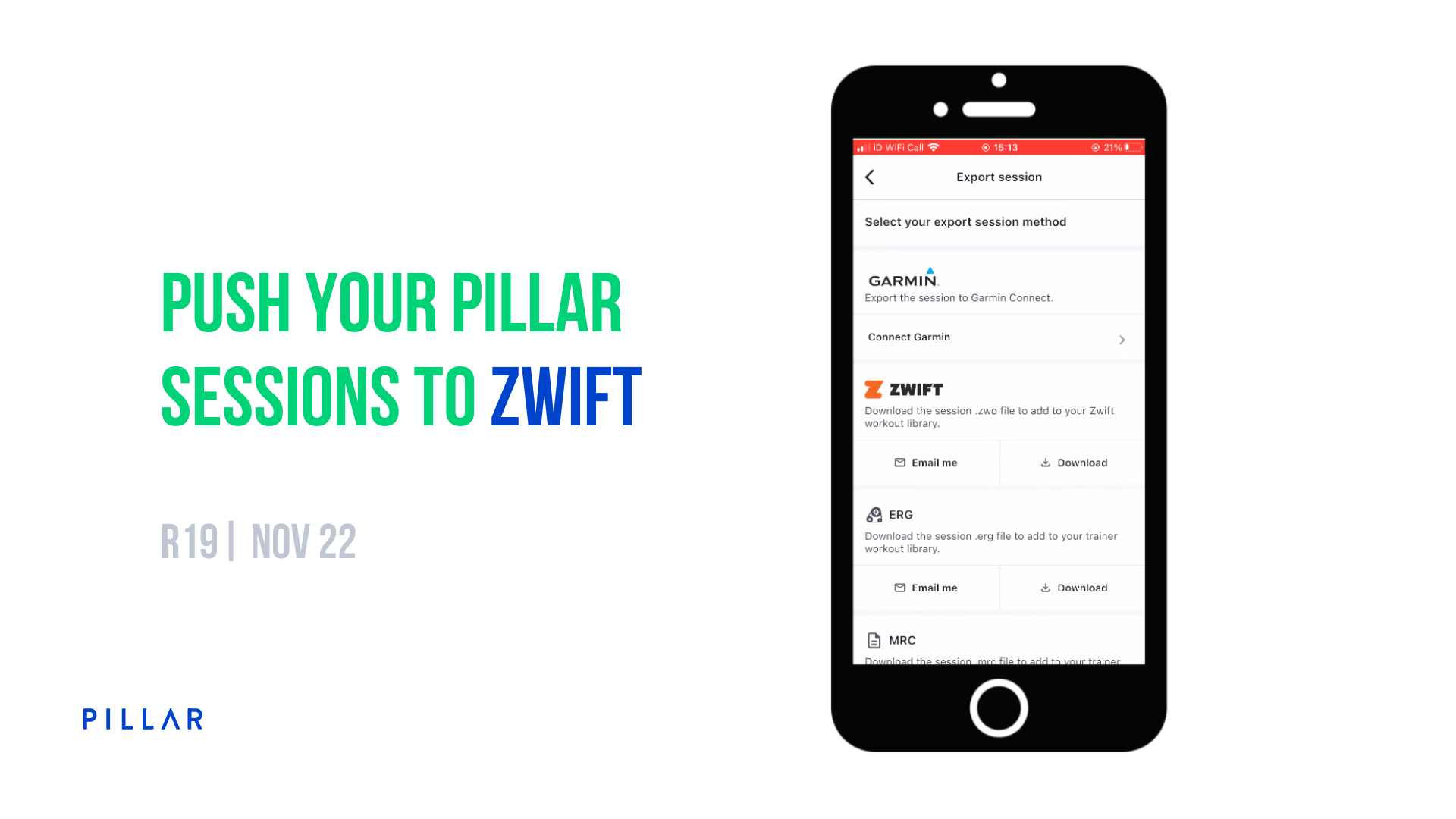 Push your Pillar Ride to Zwift