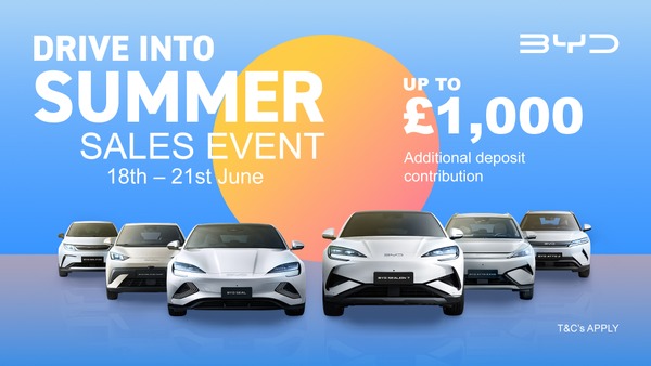 Up to £1,000 off BYD’s entire range in the Drive Into Summer Sales Event