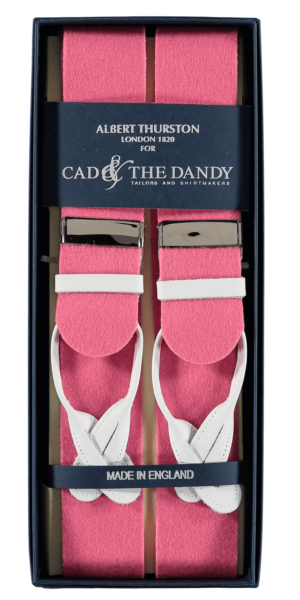 menswear-braces-albert-thurston-pink-white-boxcloth-1 Cad & The Dandy Albert Thurston Pink & White Braces