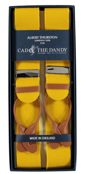 menswear-braces-albert-thurston-yellow-tan-boxcloth-1 Cad & The Dandy Albert Thurston Yellow & Tan Braces
