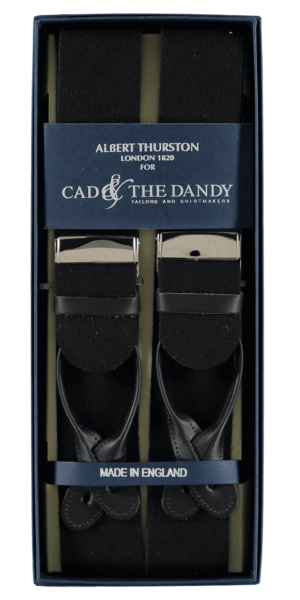 menswear-braces-albert-thurston-black-boxcloth-1 Cad & The Dandy Albert Thurston Black Braces