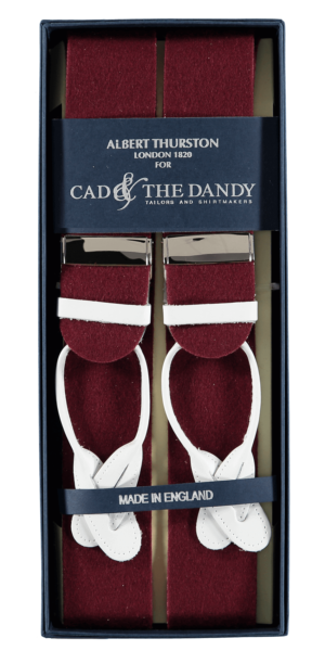 menswear-braces-albert-thurston-claret-white-boxcloth-1 Cad & The Dandy Albert Thurston Claret Braces