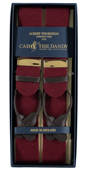 menswear-braces-albert-thurston-claret-chocolate-boxcloth-1 Cad & The Dandy Albert Thurston Claret Braces