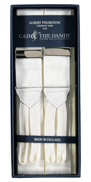 menswear-braces-albert-thurston-white-moire-1 Cad & The Dandy Albert Thurston White Moire Braces