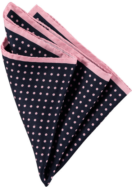 menswear-accessories-silk-pocket-square-navy-pink-spots-1 Cad & The Dandy Spotted Silk Pocket Square