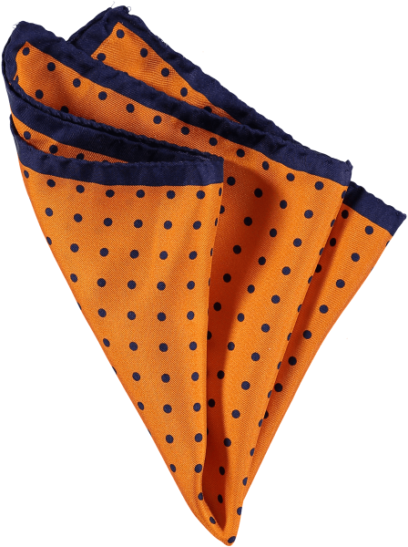 menswear-accessories-silk-pocket-square-orange-navy-spots-1 Cad & The Dandy Spotted Silk Pocket Square