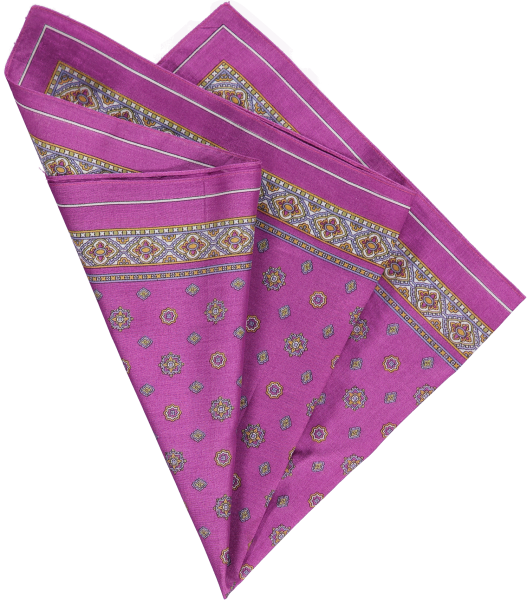 cotton pocket square in purple foulard cotton pocket square in purple foulard