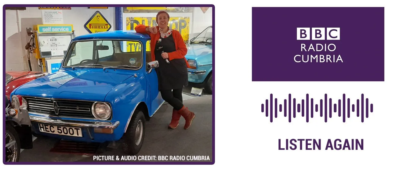 BBC Radio Cumbria's Jennie Dennett with the mini before the interview.