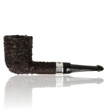 A large straight Dublin pub pipe with silver band and rusticated bowl