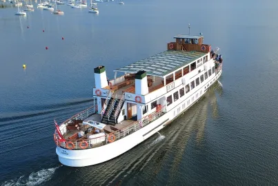 A steamer departing Bowness Pier on the Red Cruise from Ambleside (Waterhead)