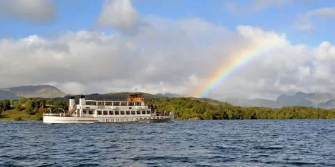 Rainbow views and The Teal gliding past