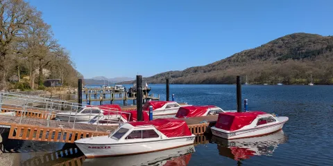 Our self drive boats at Lakeside pier