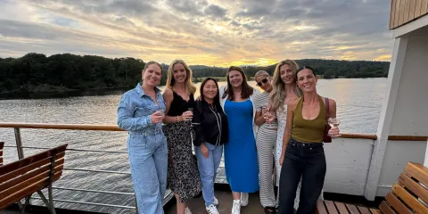 Friends enjoying the buffet cruise