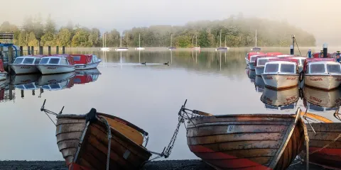 Our lovely little row boats and self drives in the morning mist