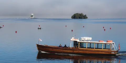 Our traditional launch and the MV Swift in the background