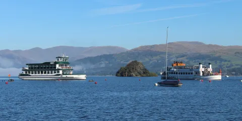 MV Swift and one of our "steamers" crossing by