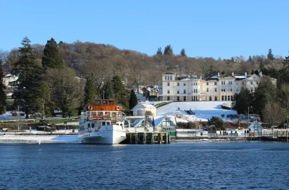 Snowy Bowness Pier & Laura Ashley The Belsfield Hotel