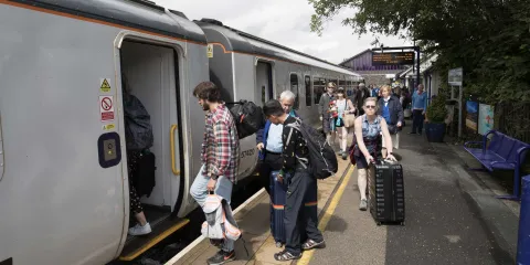 A train arriving at Windermere Railway Station