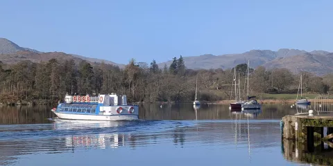 A modern launch departing Ambleside (Waterhead) Pier