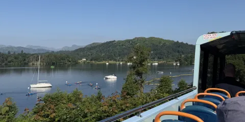 The open top bus is an exciting way to see the Lake District