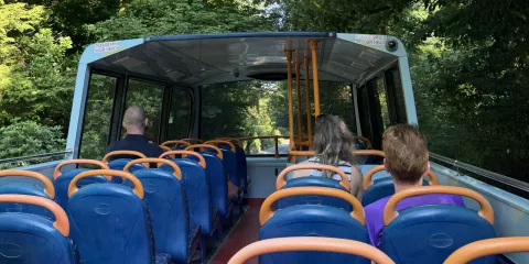 The open top bus is an exciting way to see the views