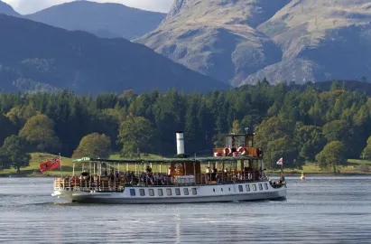 MV Tern with the Langdale Pikes behind