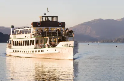 Steamer MV Swan approaching Bowness