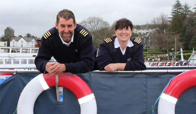 Kirsten and Dan pictured on board a a launch