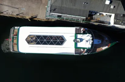 From above & the glass ceiling to upper deck