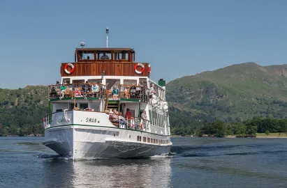 The Swan has three decks and at full capacity can hold 533 passengers.