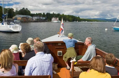 A family setting out on the mini-cruise from Fell Foot